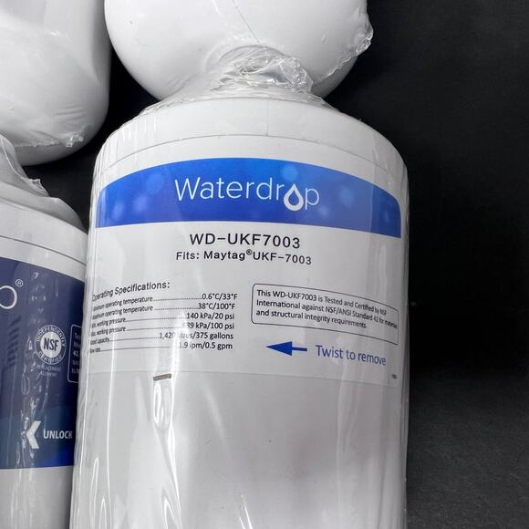 Waterdrop Refrigerator Water Filter WDP-UKF7003 Replacement LOT of 4 New - Picture 3 of 4